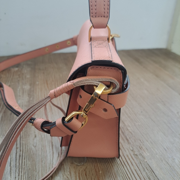 Rebecca mincoff peony Darren pink sofiano leather small messanger bag with gold - Picture 7 of 8